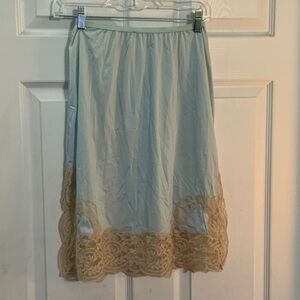 Vintage 1960s Elegant Blue Lace Trim Slip